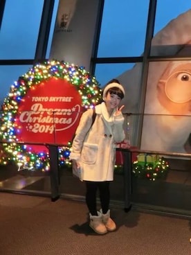 「POU DOU DOU（プードゥドゥ）のアイテム（ムートンコート）」を使った、Nanae Hatoriさん（レディース・160cm）の冬コーディネート