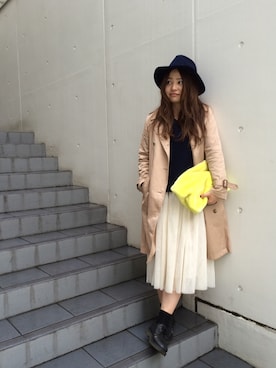 「チュニック」｜「アイテム（トレンチコート）」を使った、nahoooo4さん（レディース・156cm）の秋コーディネート