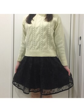 「dazzlin（ダズリン）のアイテム（ニット/セーター、イエロー系）」を使った、maiさん（レディース・157cm）の春コーディネート