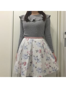 「INGNI（イング）のアイテム（ニット/セーター、グレー系）」を使った、maiさん（レディース・157cm）の春コーディネート