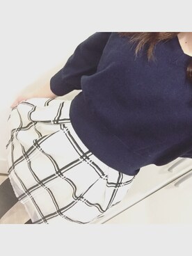 「SNIDEL（スナイデル）のアイテム（ニット/セーター、ブルー系）」を使った、maiさん（レディース・157cm）の春コーディネート
