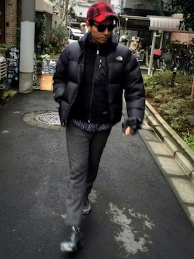「WOOLRICH（ウールリッチ）のアイテム（帽子）」を使った、江部 臨太郎さん（メンズ・184cm）の冬コーディネート