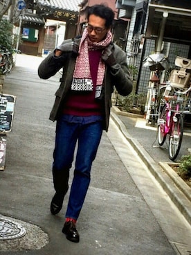 「Peter Blance（ピーターバランス）のアイテム」を使った、江部 臨太郎さん（メンズ・184cm）の冬コーディネート