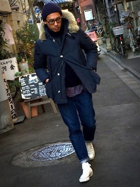 「rag & bone（ラグアンドボーン）のアイテム（デニムパンツ）」を使った、江部 臨太郎さん（メンズ・184cm）の春コーディネート