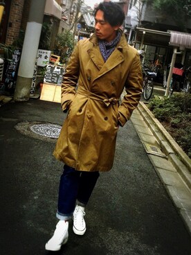 「rag & bone（ラグアンドボーン）のアイテム（デニムパンツ）」を使った、江部 臨太郎さん（メンズ・184cm）の春コーディネート