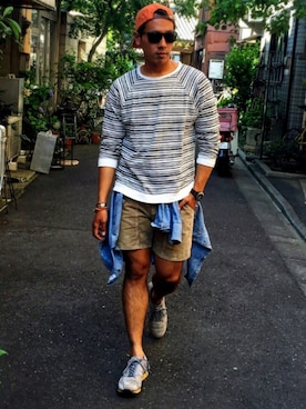 「rag & bone（ラグアンドボーン）のアイテム（トップス）」を使った、江部 臨太郎さん（メンズ・184cm）の夏コーディネート