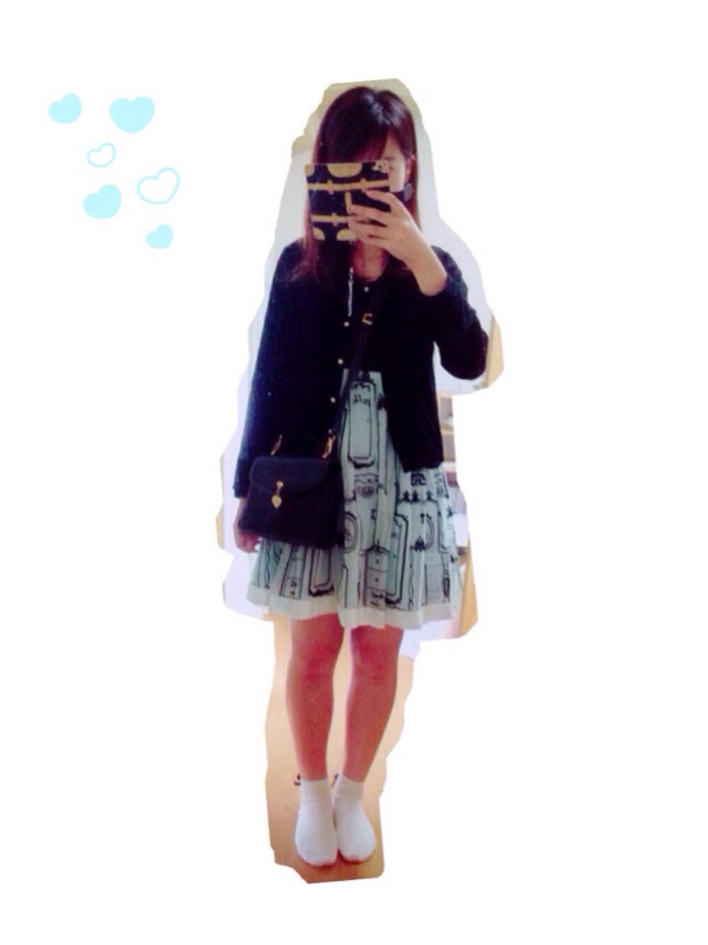 「MILKのSweet's door dress（ワンピース、ブルー系）」を使った、みにゃんさん（レディース・157cm）の秋コーディネートの1枚目の写真