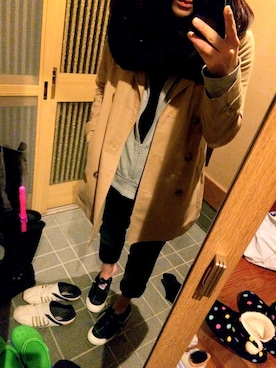 「インディゴデニム」｜「アイテム（トレンチコート）」を使った、mutsukiさん（レディース・159cm）の冬コーディネート