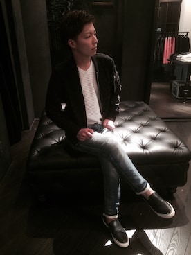 「AZUL by moussy（アズールバイマウジー）のアイテム（MA-1）」を使った、yuuto inadaさん（メンズ・170cm）の春コーディネート