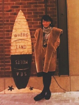「archives（アルシーヴ）のアイテム（ムートンコート）」を使った、mieさん（レディース・157cm）の冬コーディネート