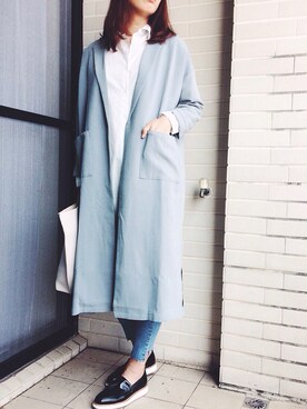 「be'uのアイテム（ジャケット/アウター、グレー系）」を使った、amberluさん（レディース・164cm）の秋コーディネート