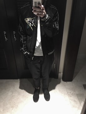 「アイテム（スタジャン）」を使った、konitanさん（メンズ・172cm）の秋コーディネート