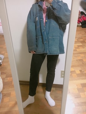 「Carhartt（カーハート）のPHOENIX COAT - Blue, Stone Washed（ジャケット/アウター、ブルー系）」を使った、ナホさん（レディース・162cm）の冬コーディネート