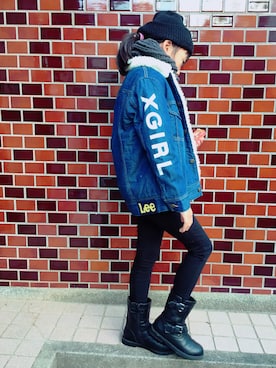 「x-girl stages」｜「アイテム（デニムジャケット）」を使った、kanaさん（キッズ・133cm）の秋コーディネート
