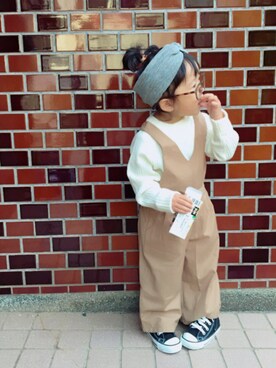 「GLOBAL WORK（グローバルワーク）のアイテム（オールインワン・サロペット）」を使った、kanaさん（キッズ・90cm）の秋コーディネート