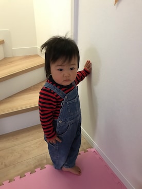 「babyGAP（babyGAP）のアイテム（サロペット/オーバーオール、ブルー系）」を使った、pikari❤︎yuumyさんの秋コーディネート