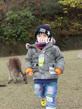 「サンキのアイテム（Neck warmers / Snoods、その他）」を使った、hirotatti♡さん（レディース）の冬コーディネート