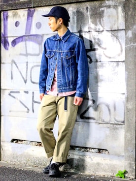 「アイテム（デニムジャケット）」を使った、林 大樹 PERCUTさん（メンズ・170cm）の春コーディネート