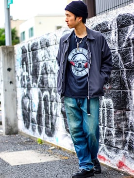 「アイテム（ニットキャップ/ビーニー）」を使った、林 大樹 PERCUTさん（メンズ・170cm）の春コーディネート