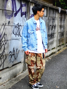 「アイテム（デニムジャケット）」を使った、林 大樹 PERCUTさん（メンズ・170cm）の春コーディネート