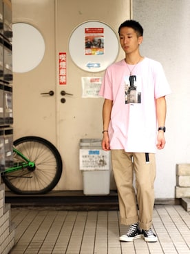 「アイテム（チノパンツ）」を使った、林 大樹 PERCUTさん（メンズ・170cm）の夏コーディネート