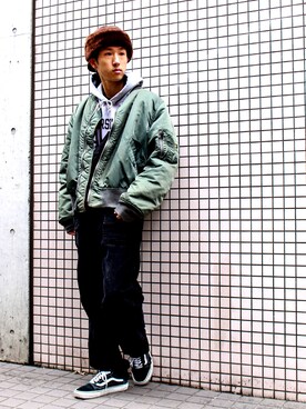 「アイテム（MA-1）」を使った、林 大樹 PERCUTさん（メンズ・170cm・20代）の秋コーディネート