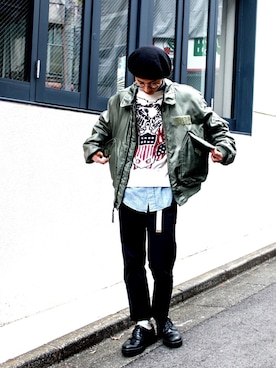 「アイテム（ハンチング/ベレー帽）」を使った、林 大樹 PERCUTさん（メンズ・170cm）の秋コーディネート