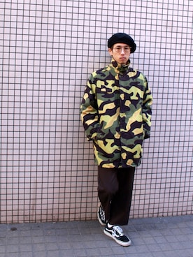 「アイテム（ハンチング/ベレー帽）」を使った、林 大樹 PERCUTさん（メンズ・170cm）の冬コーディネート