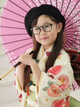 「きもの」｜「アイテム（帽子）」を使った、にこり☺︎さん（キッズ・110cm）の秋コーディネート