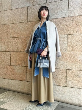 「united arrows」｜「アイテム（ムートンコート）」を使った、渡邉 早樹さん（レディース・168cm）の冬コーディネート