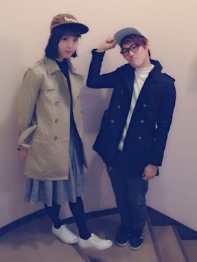 「カップルコーデ」｜「アイテム（トレンチコート）」を使った、佐脇涼太さん（メンズ・172cm）の冬コーディネート