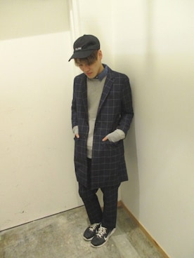 「アイテム（チェスターコート）」を使った、佐脇涼太さん（メンズ・172cm・20代）の冬コーディネート