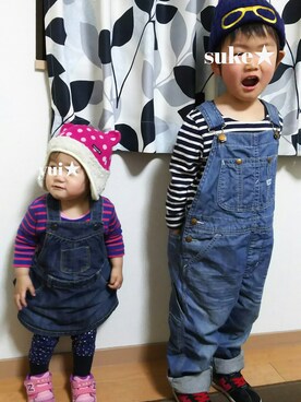 「Lee（リー）のアイテム（サロペット/オーバーオール）」を使った、yuisukeさん（キッズ・100cm）の春コーディネート