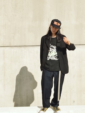 「blackmeans（ブラックミーンズ）のアイテム（トップス）」を使った、ブルさん（メンズ・170cm）の秋コーディネート