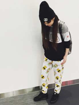 「アイテム（バックパック/リュック、シルバー系）」を使った、a.n.さん（レディース・160cm）の夏コーディネート