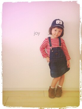 「ボーダーTシャツ」｜バニージョイ☆さん（キッズ・90cm）の春コーディネート