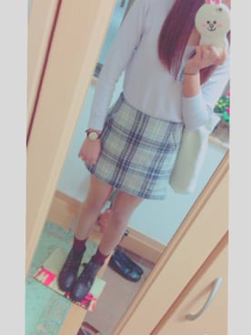 「Heather（ヘザー）のアイテム（ブーツ）」を使った、emonさん（レディース・160cm）の秋コーディネート