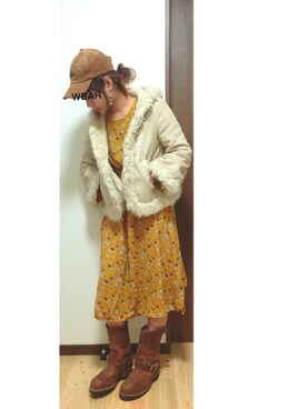 「Rodeo Crowns（ロデオクラウンズ）のアイテム（ムートンコート）」を使った、yuki1103さん（レディース・162cm）の秋コーディネート