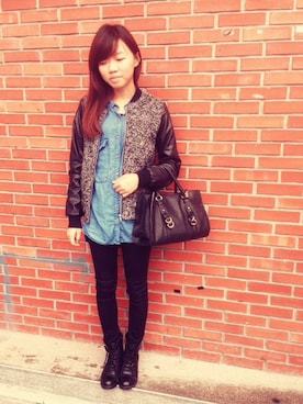 「one way（ワンウェイ）のアイテム（ナイロンジャケット）」を使った、IVYLINさん（レディース・158cm）の春コーディネート