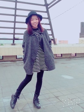 「TAIPEI」｜「アイテム（ダッフルコート）」を使った、IVYLINさん（レディース・158cm）の冬コーディネート