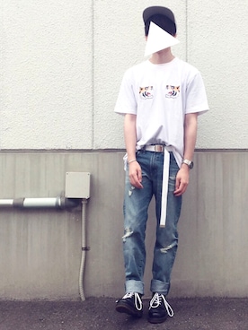 「アイテム（バングル/リストバンド）」を使った、石井ケエさん（メンズ・168cm・20代）の夏コーディネート