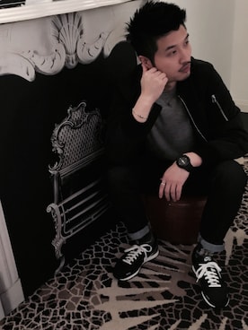 「Marc by Marc Jacobs（マークバイマークジェイコブス）のアイテム（アクセサリー）」を使った、リッキーさん（メンズ・182cm）の冬コーディネート