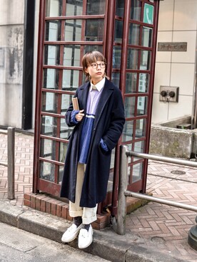 「Hender Scheme」｜仲西さほみさん（レディース・156cm）の冬コーディネート
