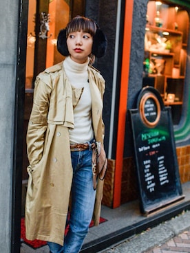 「FACETASM（ファセッタズム）のアイテム（ジャケット/アウター）」を使った、仲西さほみさん（レディース・156cm）の冬コーディネート