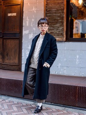 「Y's（ワイズ）のアイテム（ジャケット/アウター）」を使った、仲西さほみさん（レディース・156cm）の冬コーディネート