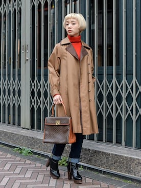「Yves Saint Laurent（イヴサンローラン）のアイテム（その他アウター）」を使った、仲西さほみさん（レディース・156cm）の冬コーディネート