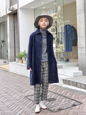 「JILL STUART（ジルスチュアート）のアイテム（ステンカラーコート）」を使った、仲西さほみさん（レディース・156cm）の冬コーディネート