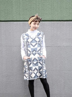 「no brand（ノーブランド）のアイテム（ワンピース）」を使った、仲西さほみさん（レディース・156cm）の春コーディネート