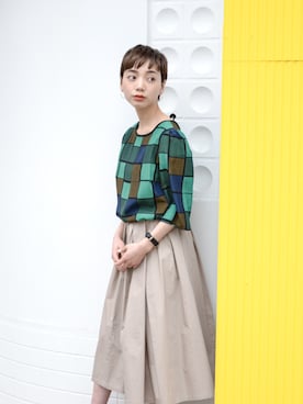 「no brand（ノーブランド）のアイテム（ワンピース）」を使った、仲西さほみさん（レディース・156cm）の春コーディネート