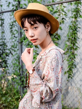 「ダニエルウェリントン」｜仲西さほみさん（レディース・156cm）の夏コーディネート